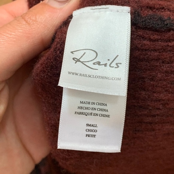 REVOLVE Rails Genevieve Wool Cashmere Burgundy Print Sweater - Picture 9 of 13